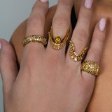 Fancy Color Diamond 6 Row Pinky Ring