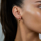 Huggies With Floating Oval Ying Yang Fancy Diamond Drops