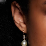 Diamond & South Sea Pearl Drop Earrings