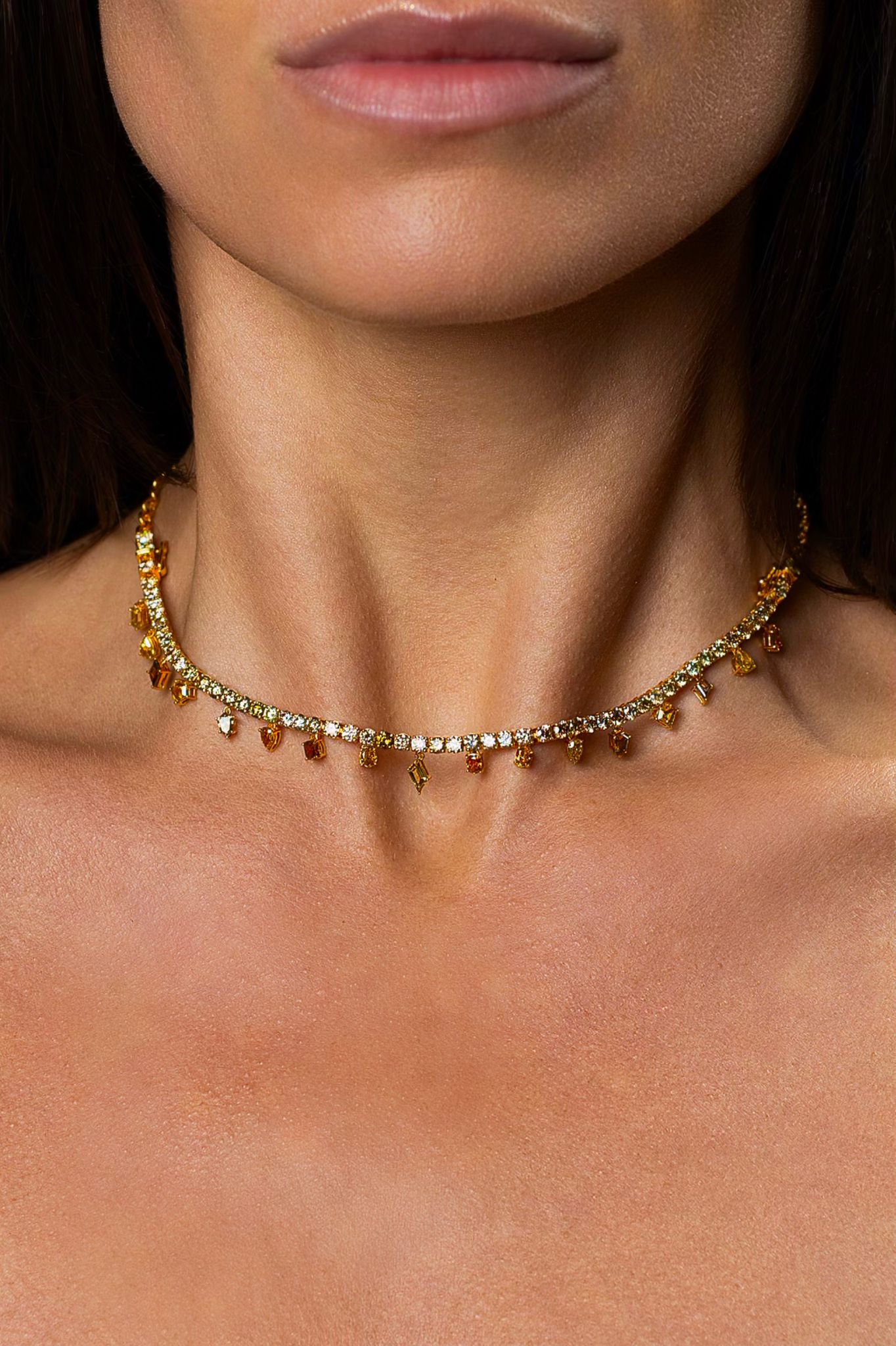 Fancy Color Multi Shape Diamond Drop 2 in 1 Bracelet & Necklace