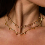 Fancy Color 7 Diamond Drop Necklace