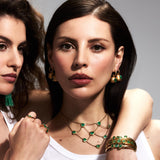 Emerald Sphere Drop Hoop Earrings