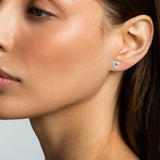 Mother of Pearl Emerald Daisy Stud Earrings