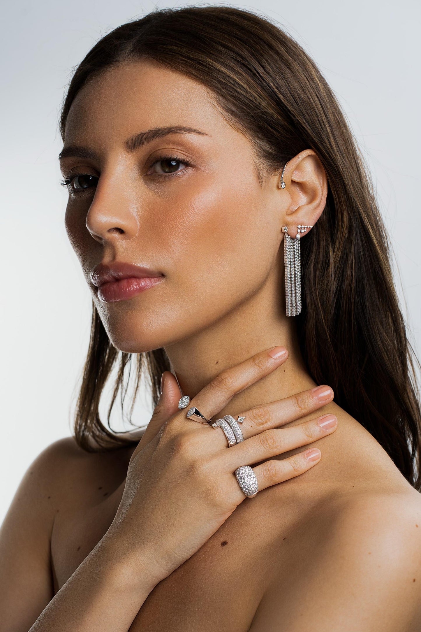 Fringe Earrings with Behind The Ear Hoops ( set )