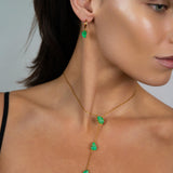 Carved Emerald Leaf Drop Necklace
