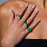 Emerald 5 Row Band Ring Large