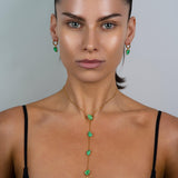 Carved Emerald Leaf Drop Necklace