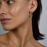 Carved Emerald Leaf Drop Necklace
