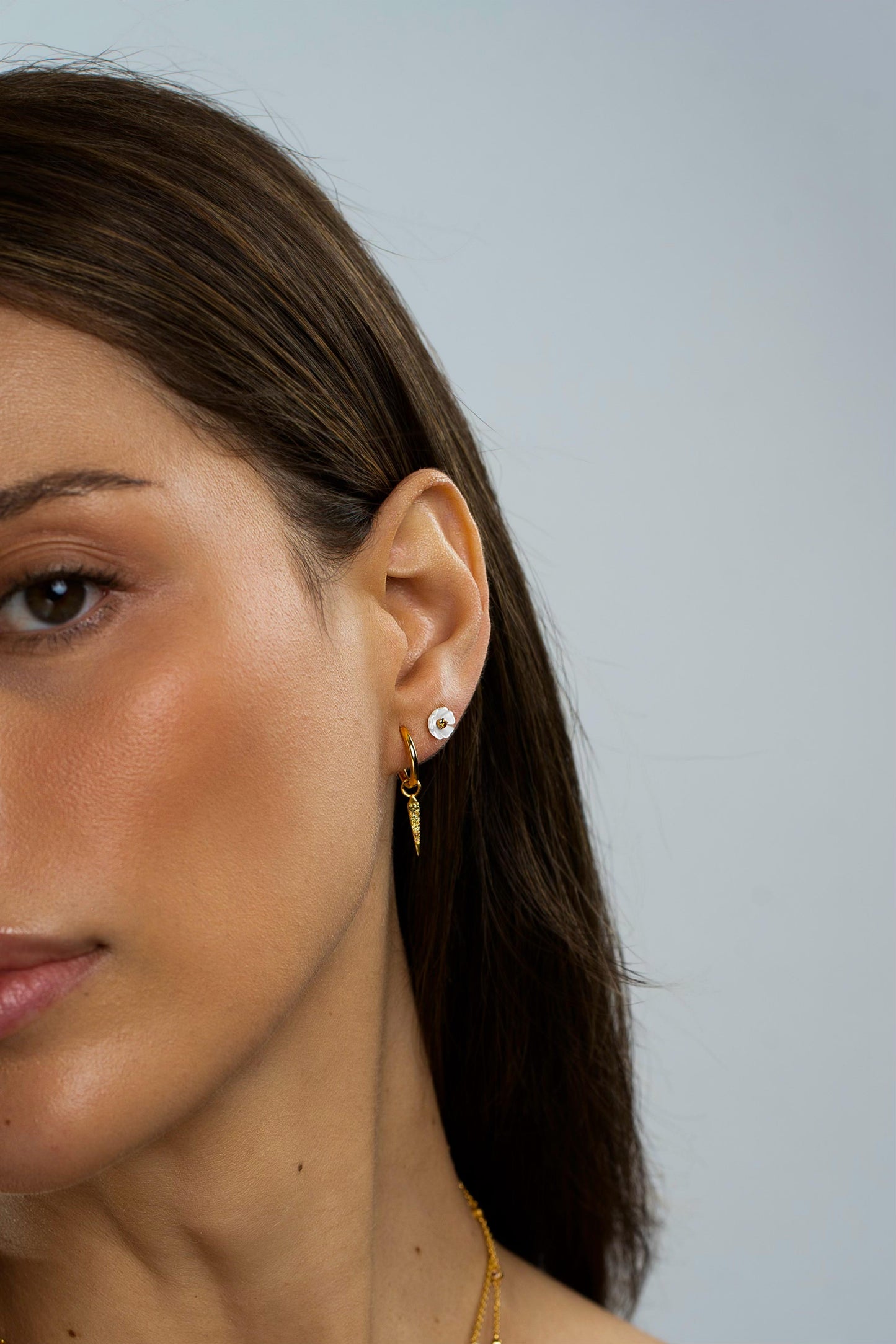 Mother of Pearl Fancy Color Diamond Daisy Stud Earrings