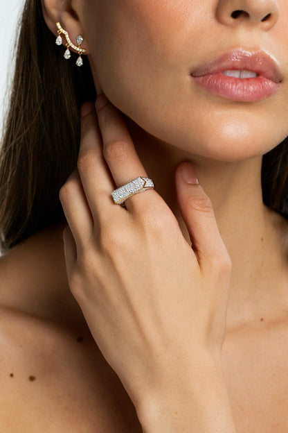 Reverse Channel Bar Pave Diamond Ring