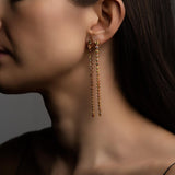 Dancing Linear Fancy Color Diamond Briolette Drop Earrings