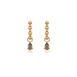 Beaded Huggies With Floating Pear Diamond Drop