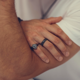 Black Diamond Pave Shield Pinky Ring