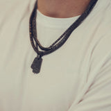 Large Black Diamond Dog Tag Necklace
