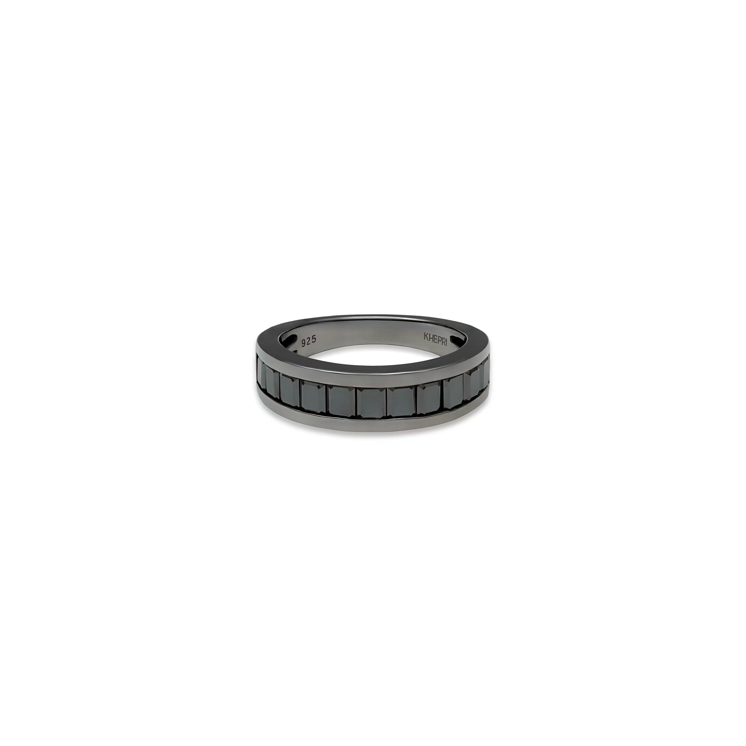 Black Emerald Cut Diamond Channel Band
