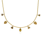 Cartouche Kumaree with Five Fancy Color Diamond Drops and Two Fancy Color Shields