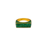 Channel Bar Pave Emerald Ring