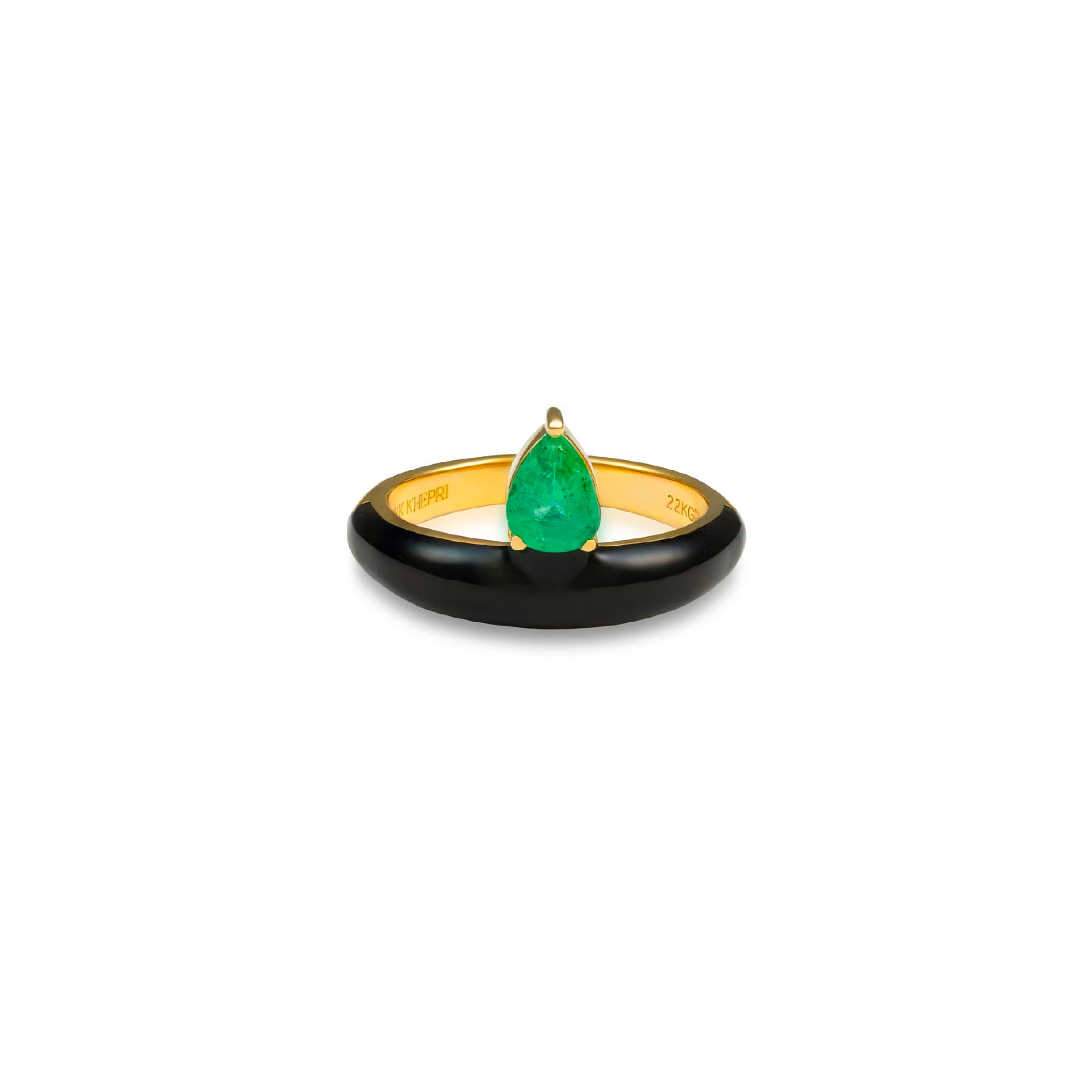 Cleopatra Black Enamel Pear Cleopartra Ring