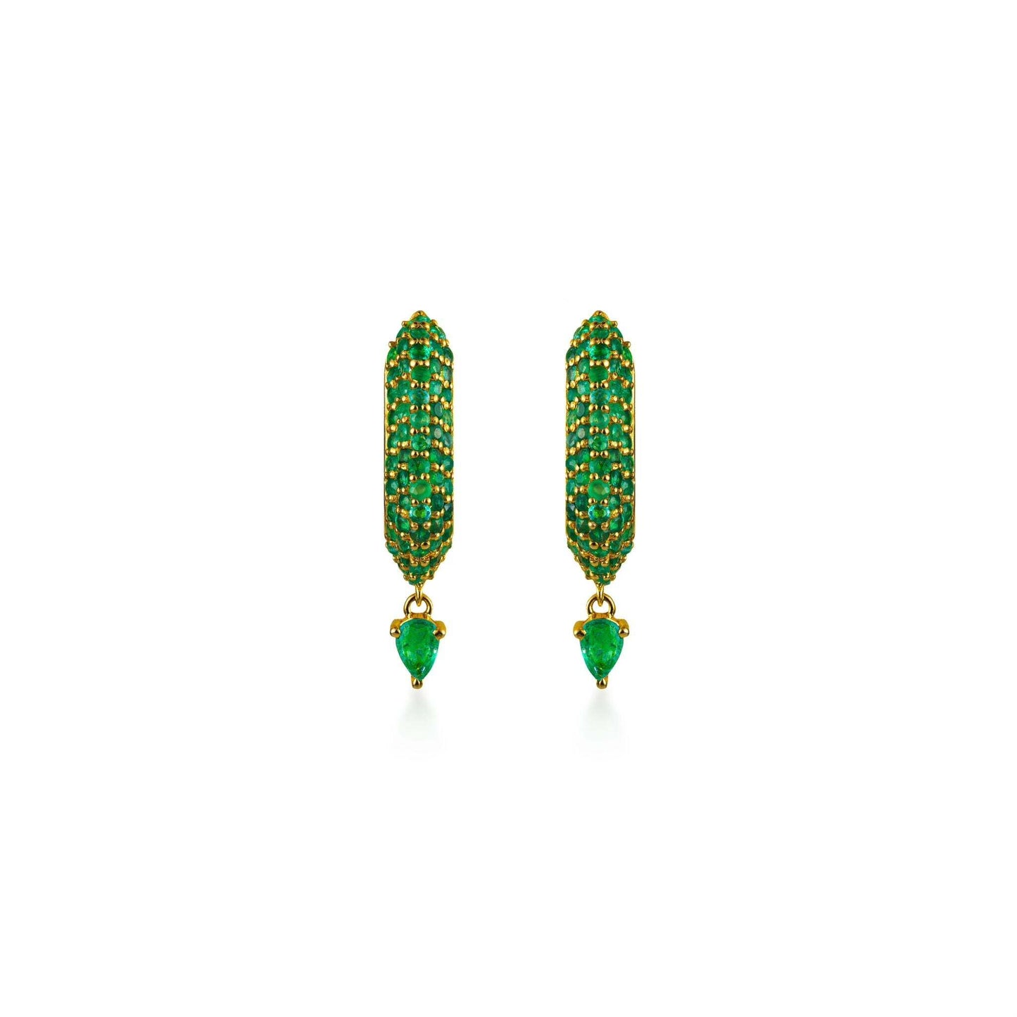 Stardust Emerald Pave Pear Drop Hoops