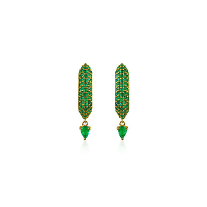 Stardust Emerald Pave Pear Drop Hoops