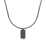 Large Black Diamond Dog Tag Necklace