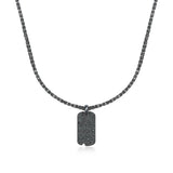 Large Black Diamond Dog Tag Necklace