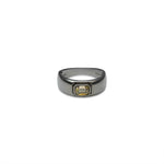 Natural Color Diamond Emerald Cut Signet Ring