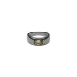 Natural Color Diamond Emerald Cut Signet Ring
