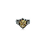 Natural Color Diamond Pave Shield Pinky Ring