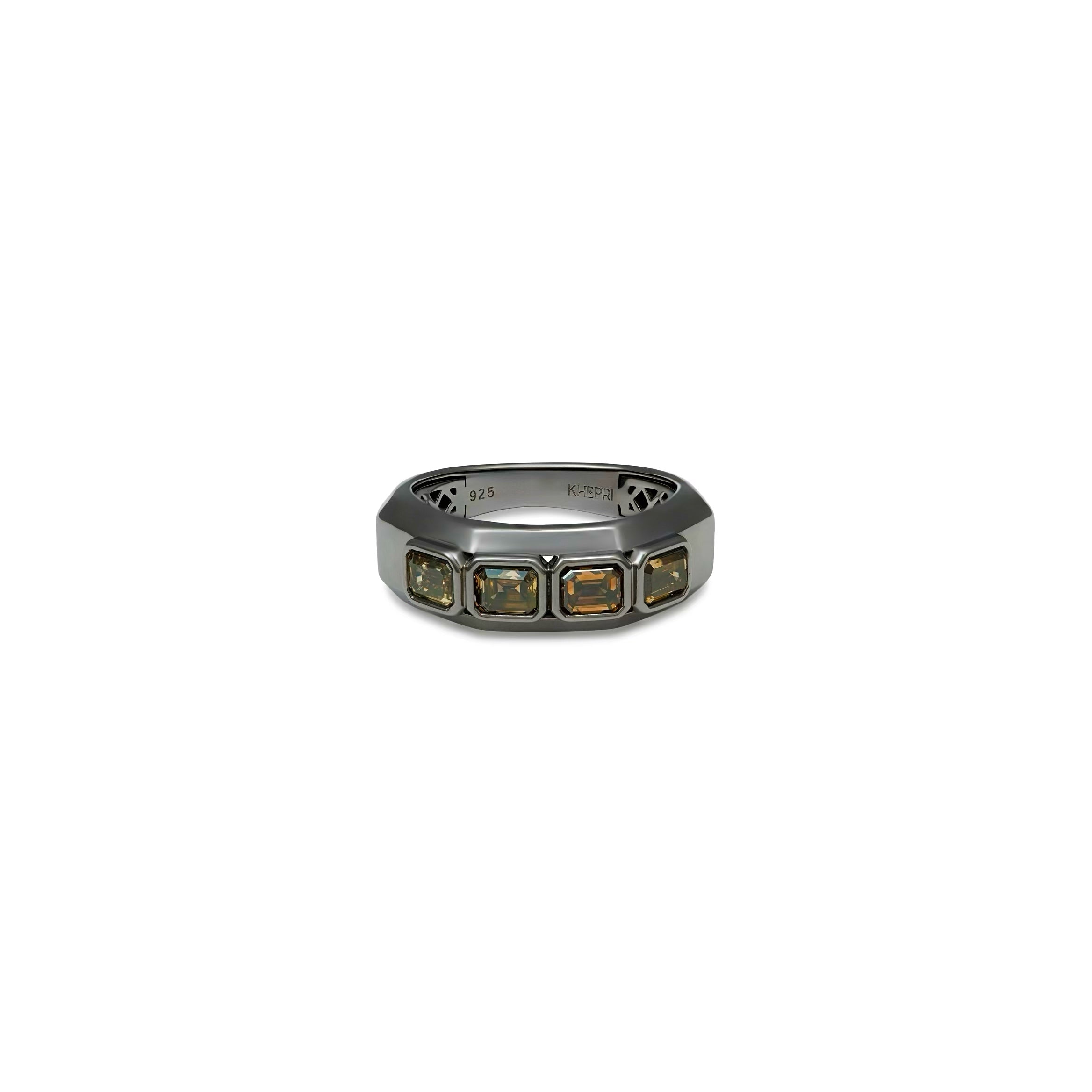 Natural Color Diamond Tile Ring