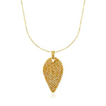 Natural Color Mesh Leaf Pendant Necklace