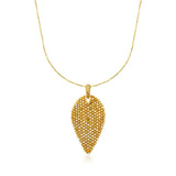 Natural Color Mesh Leaf Pendant Necklace