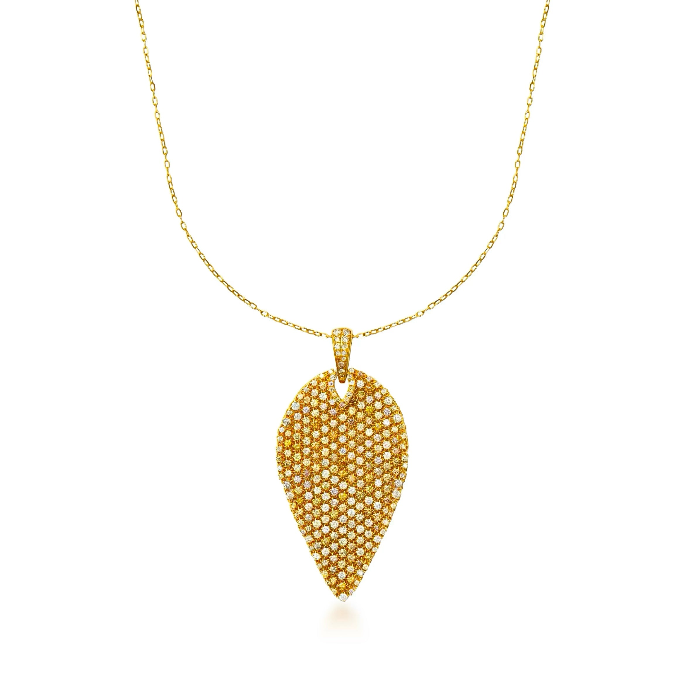 Natural Color Mesh Leaf Pendant Necklace