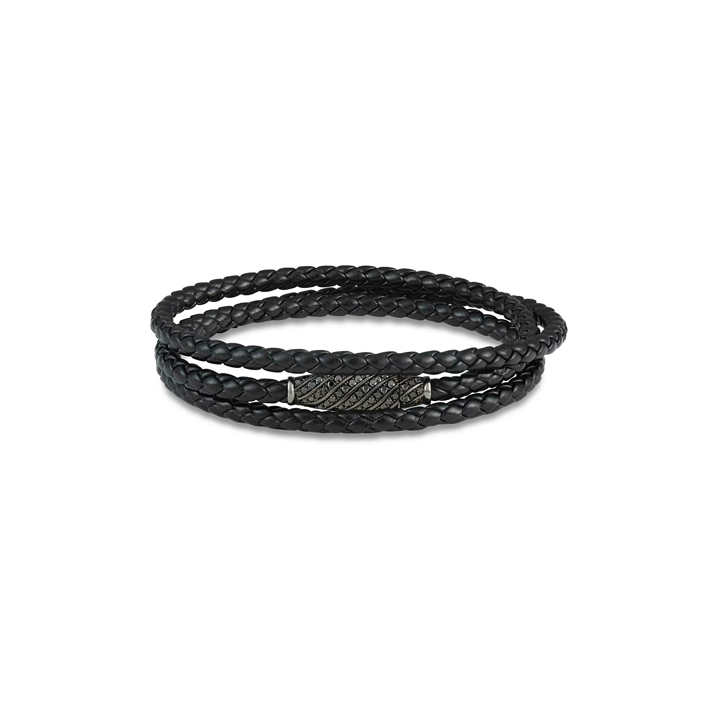 Black Diamond Leather Wrap Bracelet