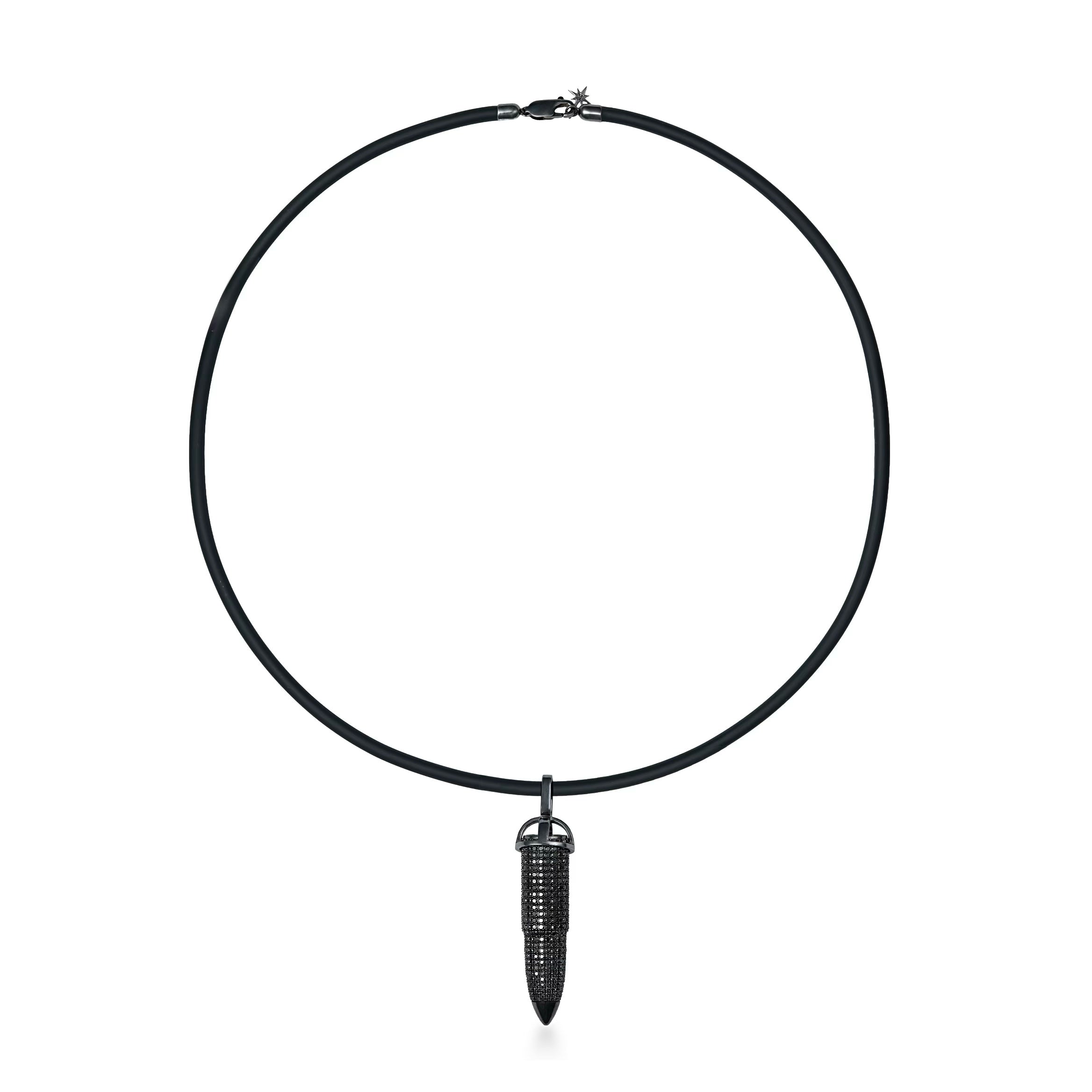 Black Diamond Bullet Cord Necklace
