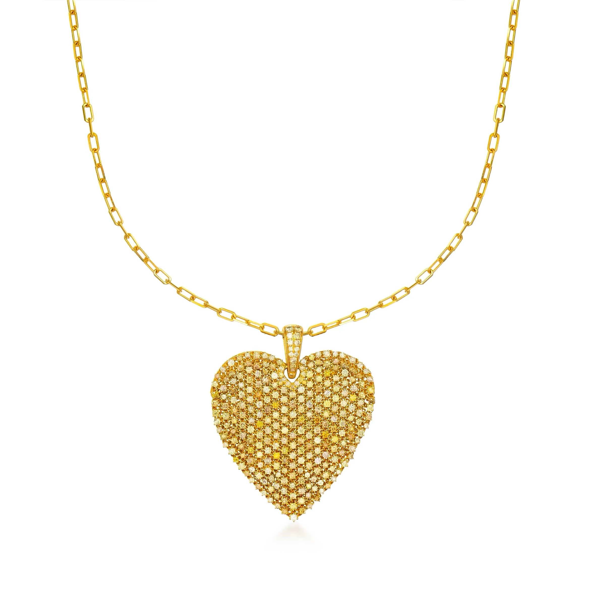 Large Natural Color Mesh Heart Necklace