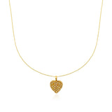 Petite Natural Color Mesh Heart Necklace