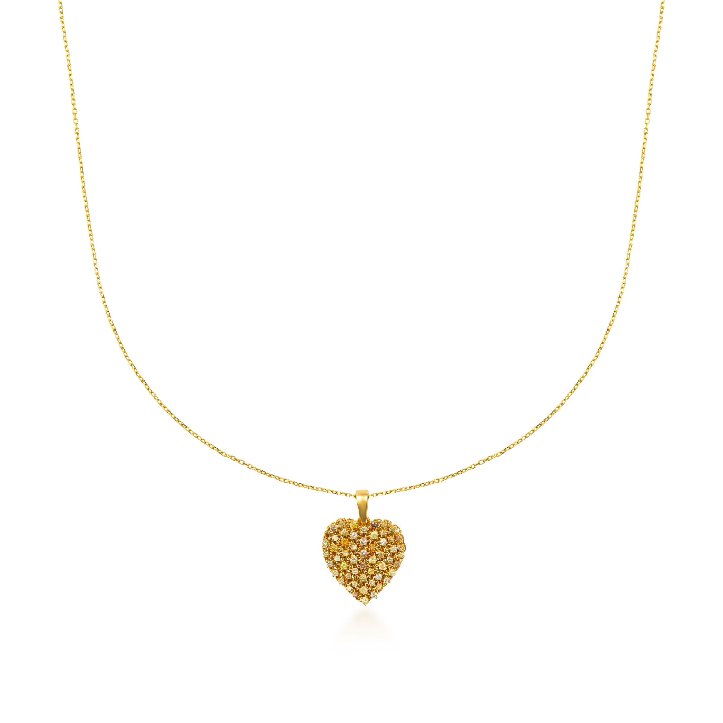 Petite Natural Color Mesh Heart Necklace