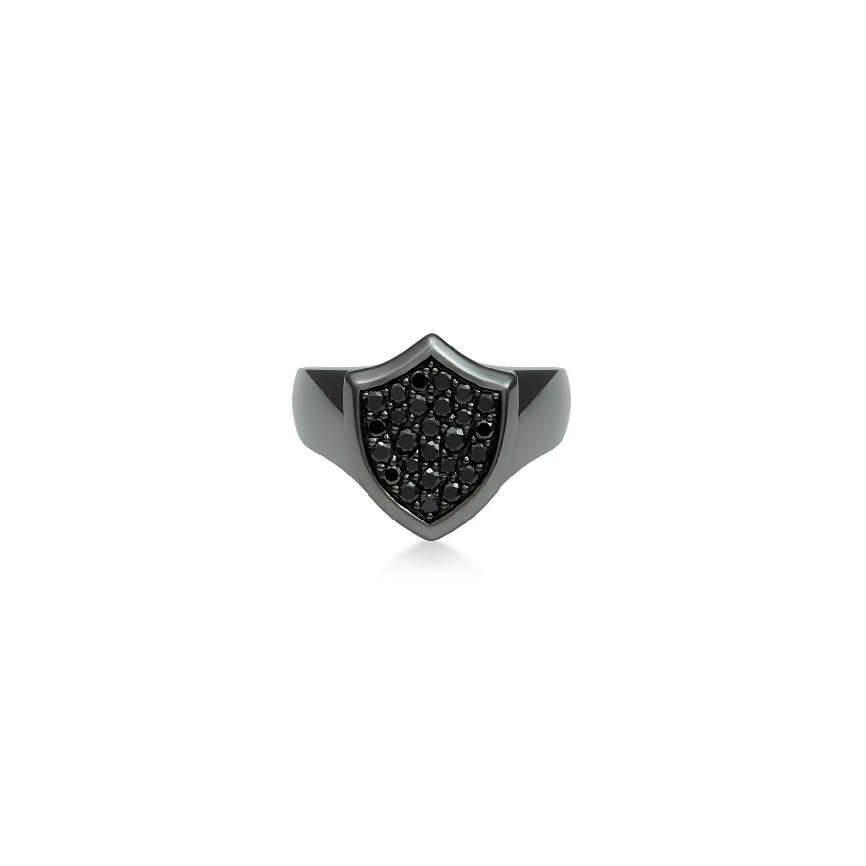 Black Diamond Pave Shield Pinky Ring