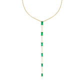 Emerald Baguette Lariat Necklace