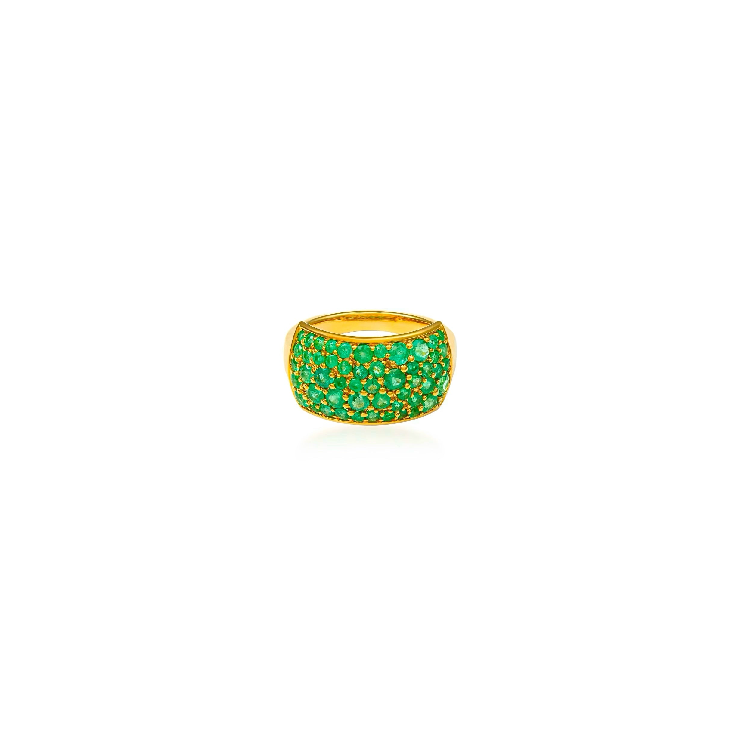 Emerald Bombé Pinky Ring
