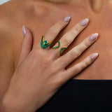 Emerald Cushion Vanki Ring