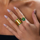 Emerald Edged Texture Ring