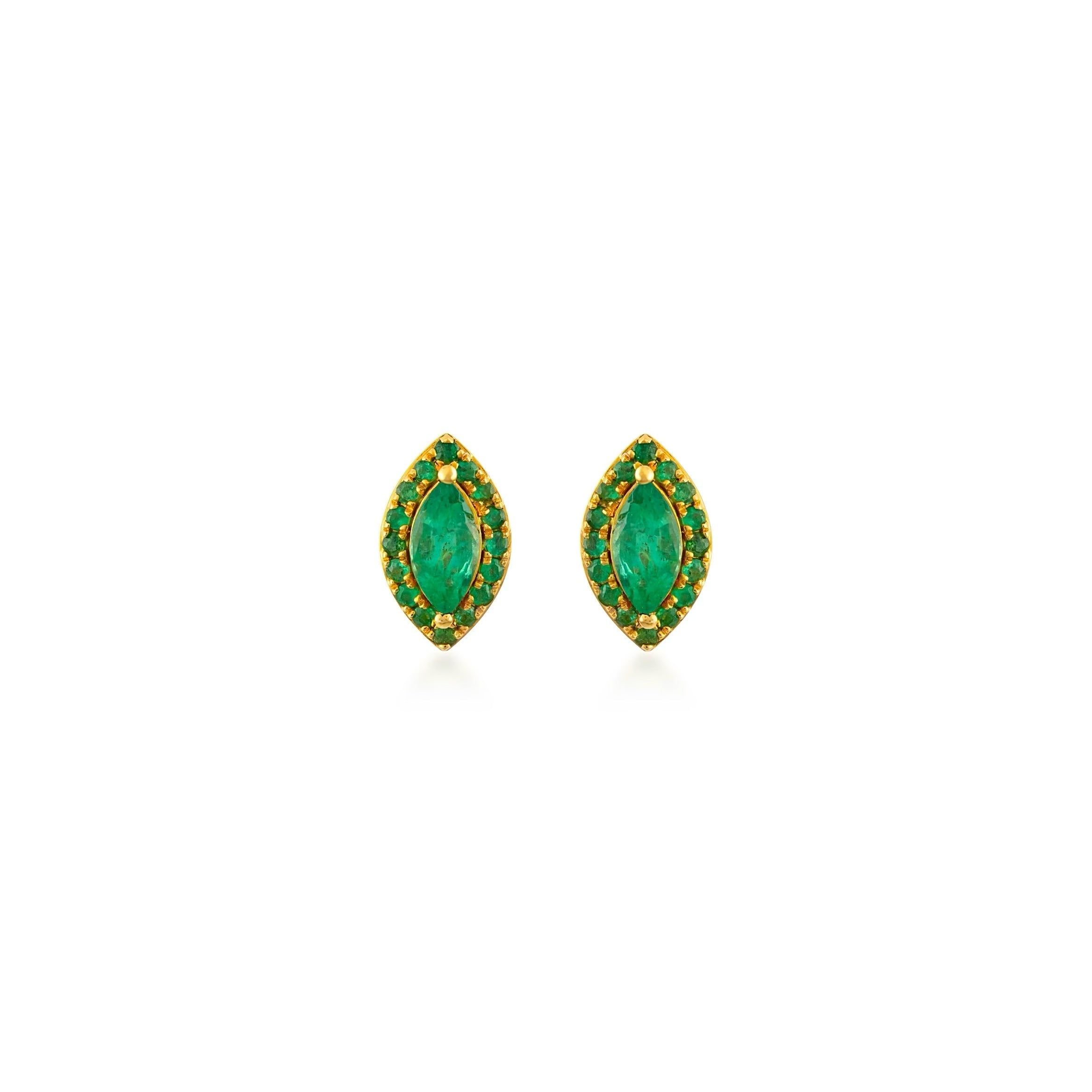 Emerald Halo Marquise Earrings
