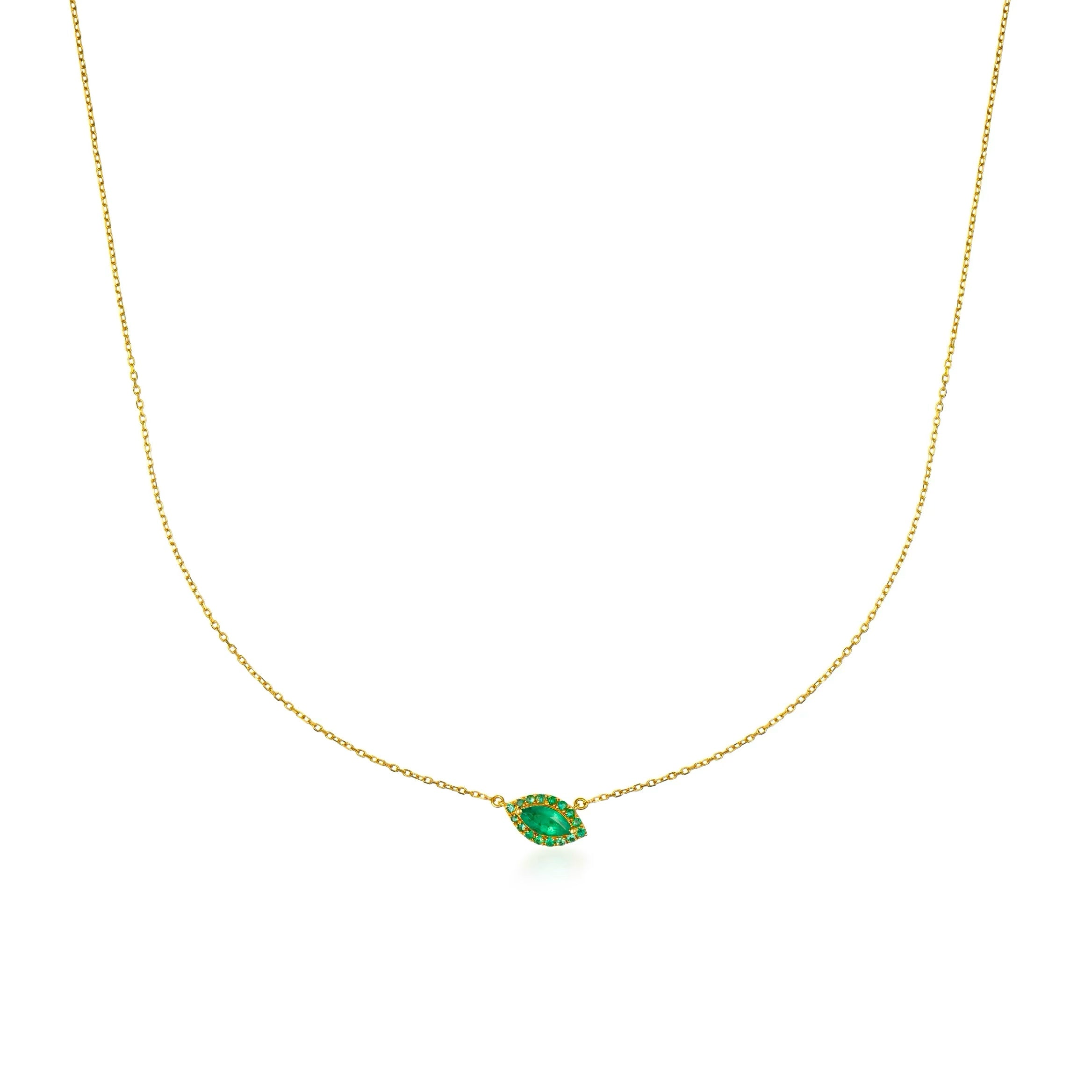 Emerald Halo Marquise Necklace