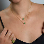 Emerald Halo Pear Necklace