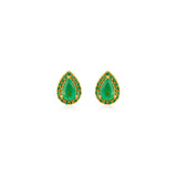 Emerald Halo Pear Studs 1.40ct