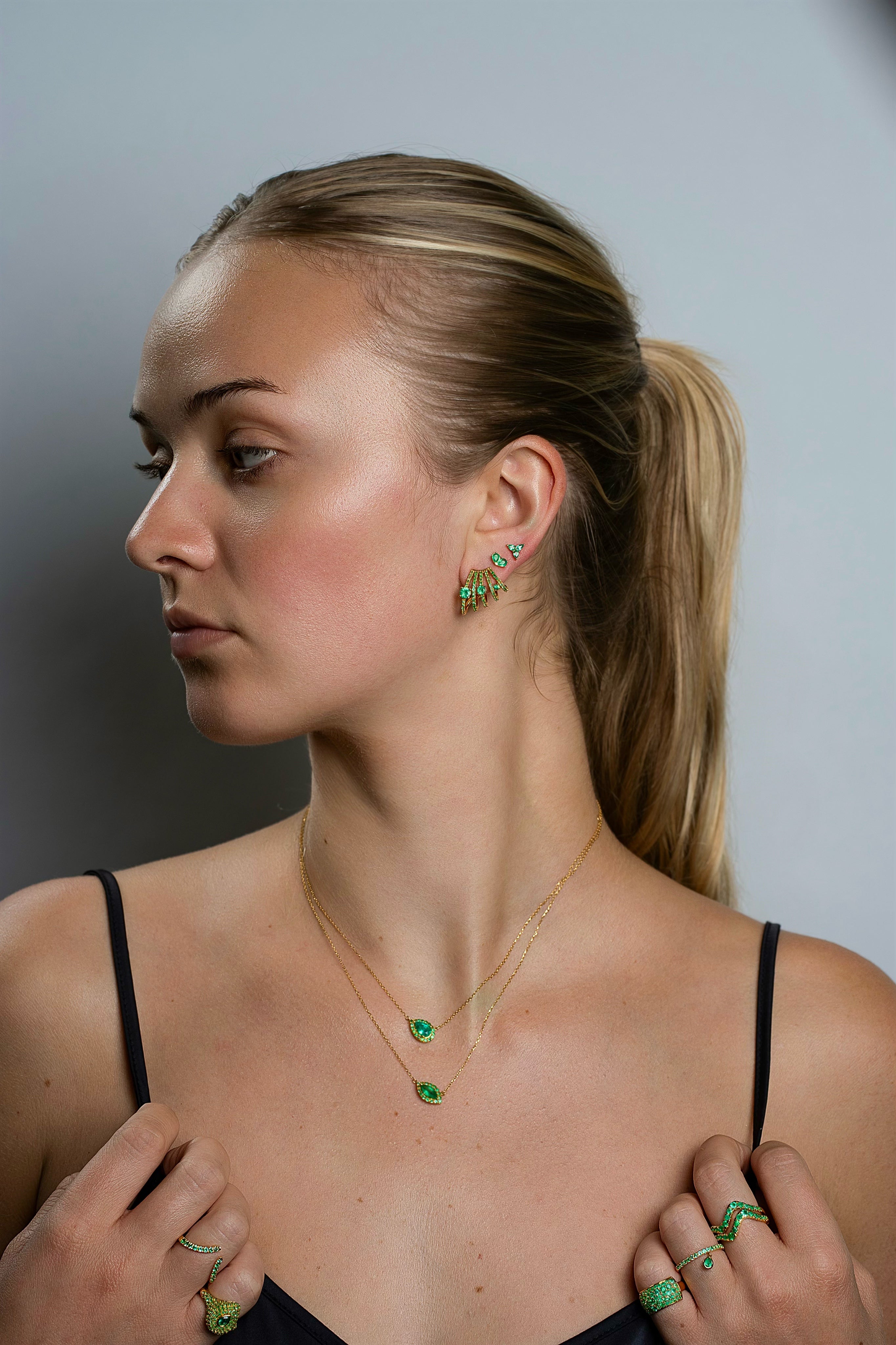 Emerald Heart Studs