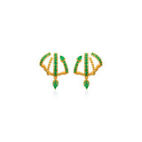 Emerald Petite Pave Cage With Single Pear Drop Earrings