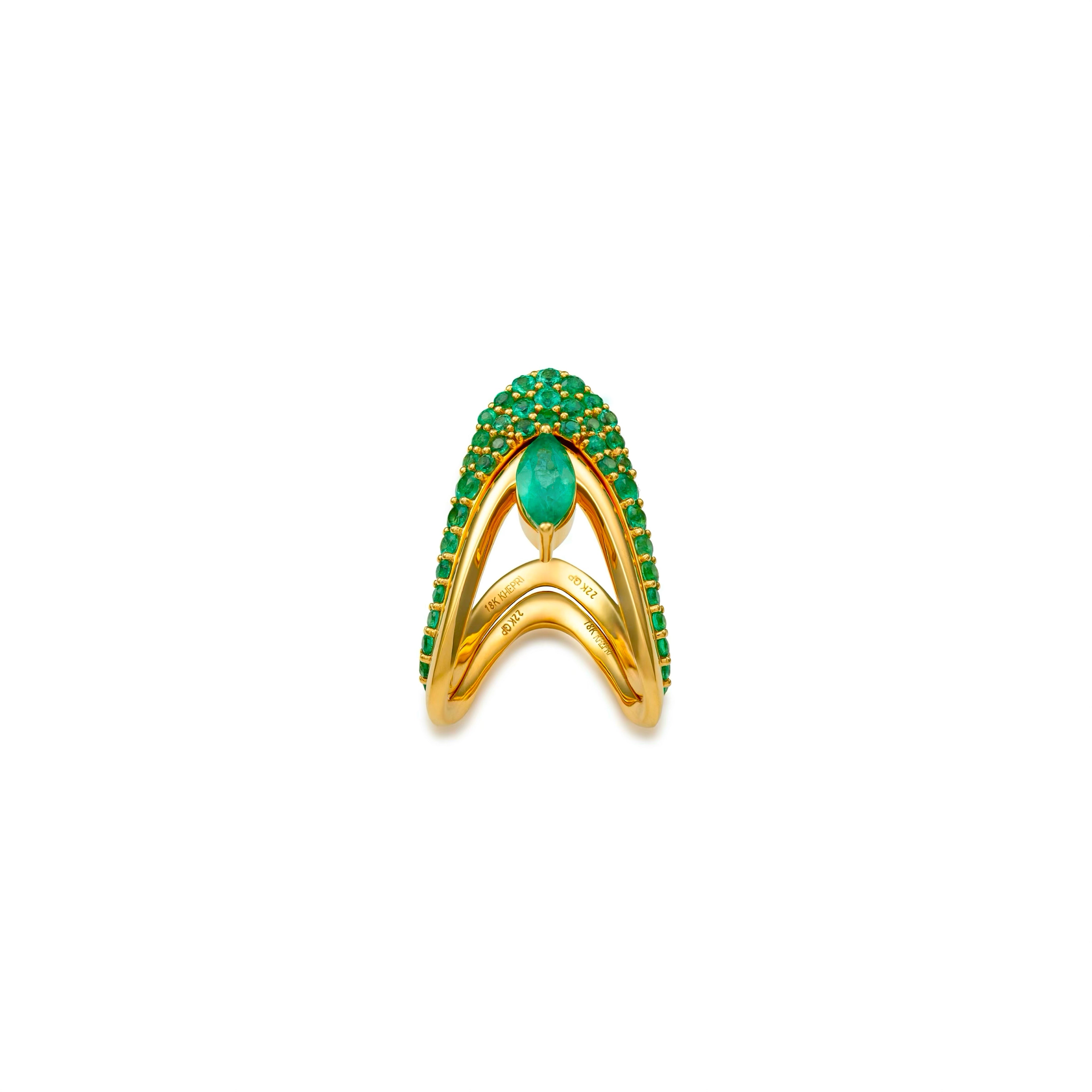 Emerald Vanki Marquise Duo Pinky Ring